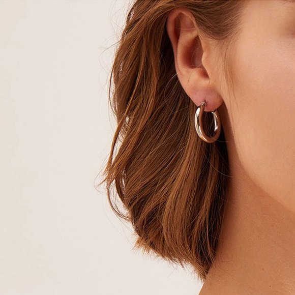 Classy Gold Hoop Earrings, Medium Hoop Earrings - Picture 6 of 6